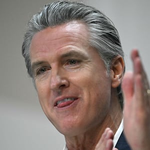 Governor of California Gavin Newsom attends a press conference during the COP30 UN Climate Change Conference in Belem, Para State, Brazil on November 11, 2025. Brazil is betting its much-hyped climate summit in the Amazon next month can deliver something increasingly rare in a fractured world: proof that nations can still unite to confront a global crisis (Photo by Mauro PIMENTEL / AFP) (Photo by MAURO PIMENTEL/AFP via Getty Images)