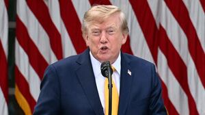President Donald Trump speaks in the Rose Garden of the White House in Washington, DC, on August 24, 2026.