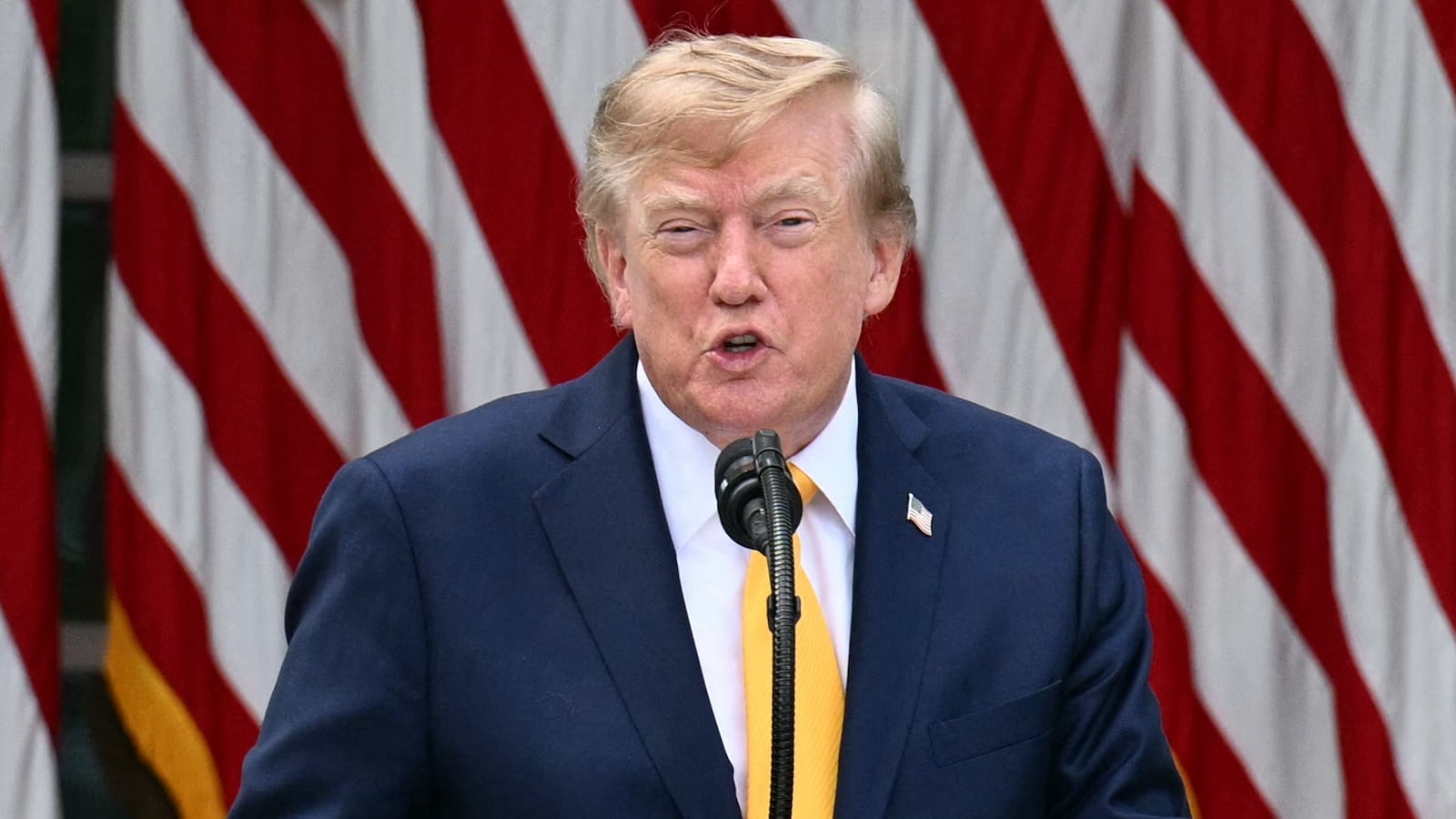 President Donald Trump speaks in the Rose Garden of the White House in Washington, DC, on August 24, 2026.