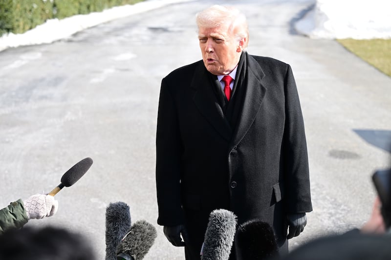 President of the United States Donald J. Trump speaks to reporters about the shooting of Alex Pretti in Minneapolis.