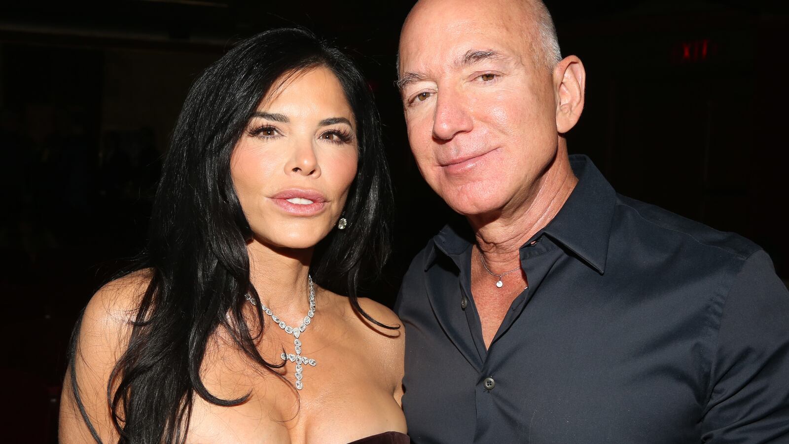 Lauren Sanchez and Jeff Bezos attend the opening night of "Sunset BLVD" at St James Theater on October 20, 2024 in New York City.