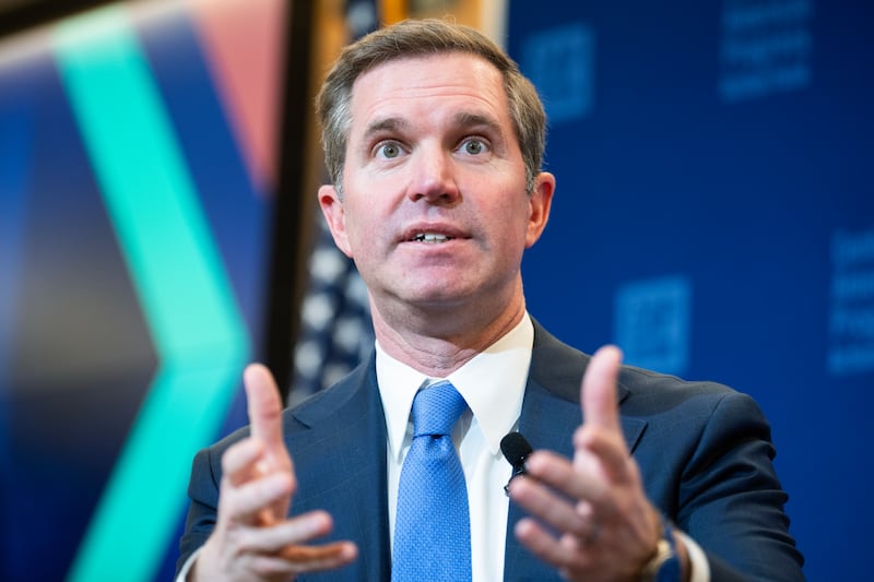 Kentucky Governor Andy Beshear speaks during a discussion at the Center for American Progress titled "Focusing on What Matters: How Democrats Can Connect With America," on Thursday, February 19, 2026.