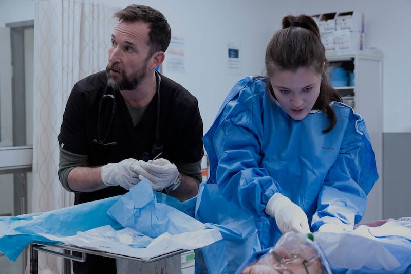 Noah Wyle and Isa Briones in "The Pitt."