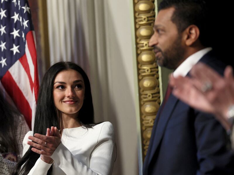 Kash Patel is applauded by his partner Alekins Wilkins.