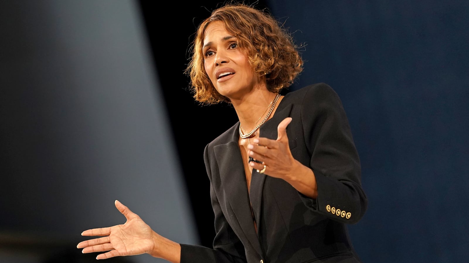 Halle Berry delivered an emotional speech at Lincoln Center, calling for better treatment for menopause symptoms.