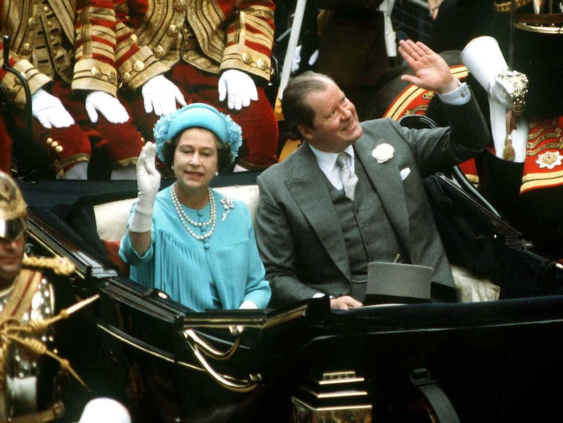 The Queen and Earl Spencer on Diana and Charles' wedding day. The pair were allegedly very friendly with one another.