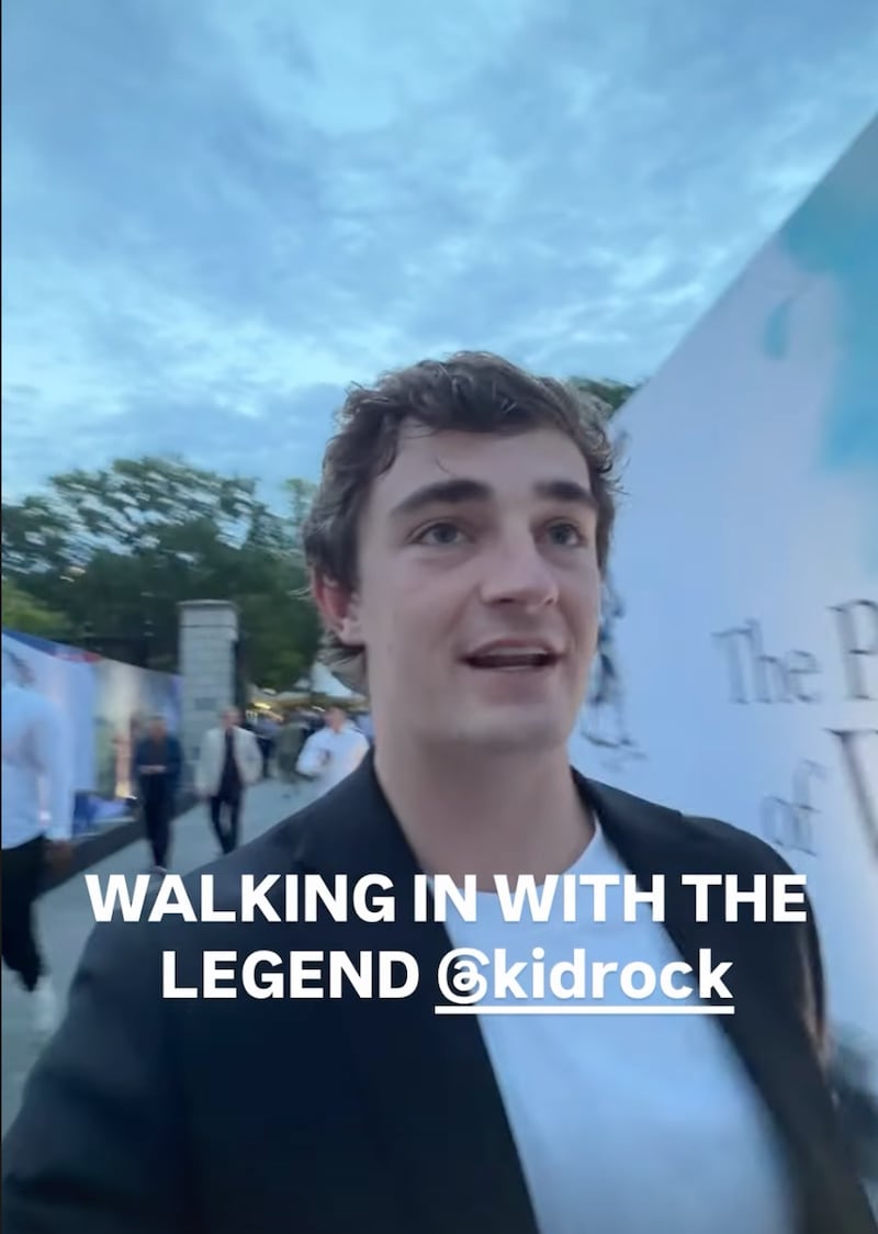 Nick Shirley arrived with Kid Rock.