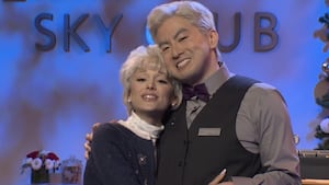 Ariana Grande and Bowen Yang on 'Saturday Night Live' on Saturday, December 20, 2025, for Yang's last show as a cast member.