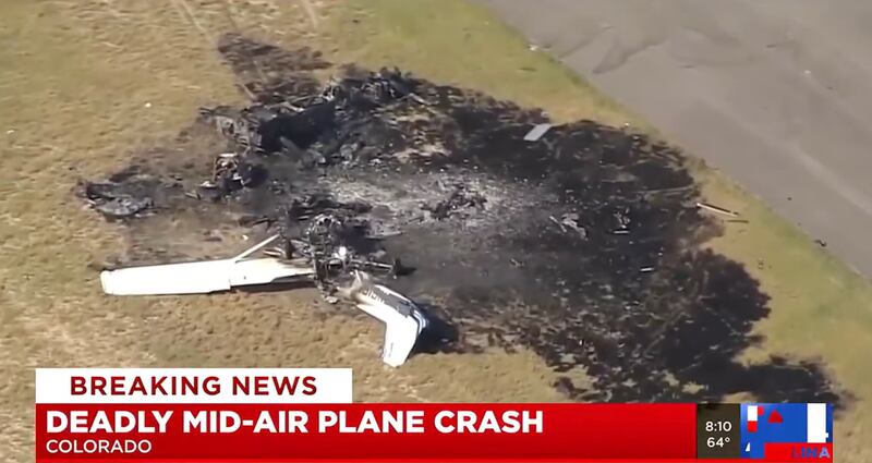 Plane crash between two aircraft in Colorado.