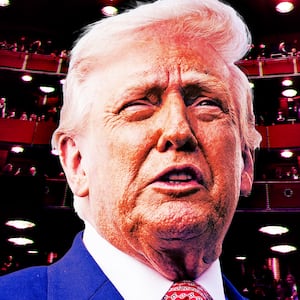 Donald Trump illustration and Kennedy Center.