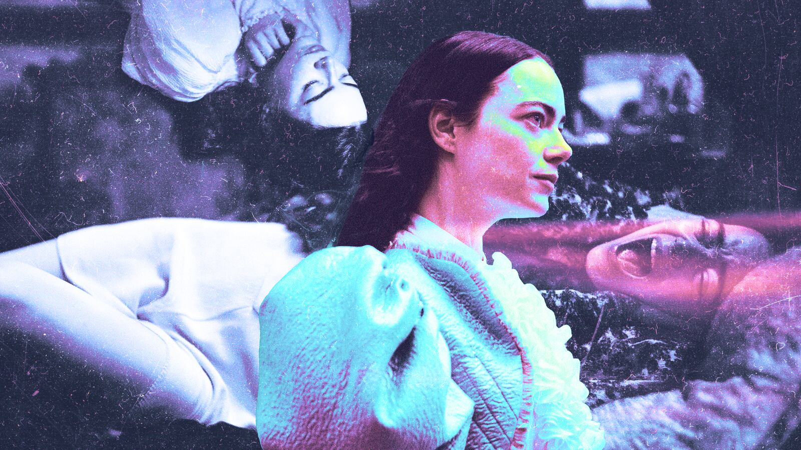 A photo illustration of Emma Stone in Poor Things.