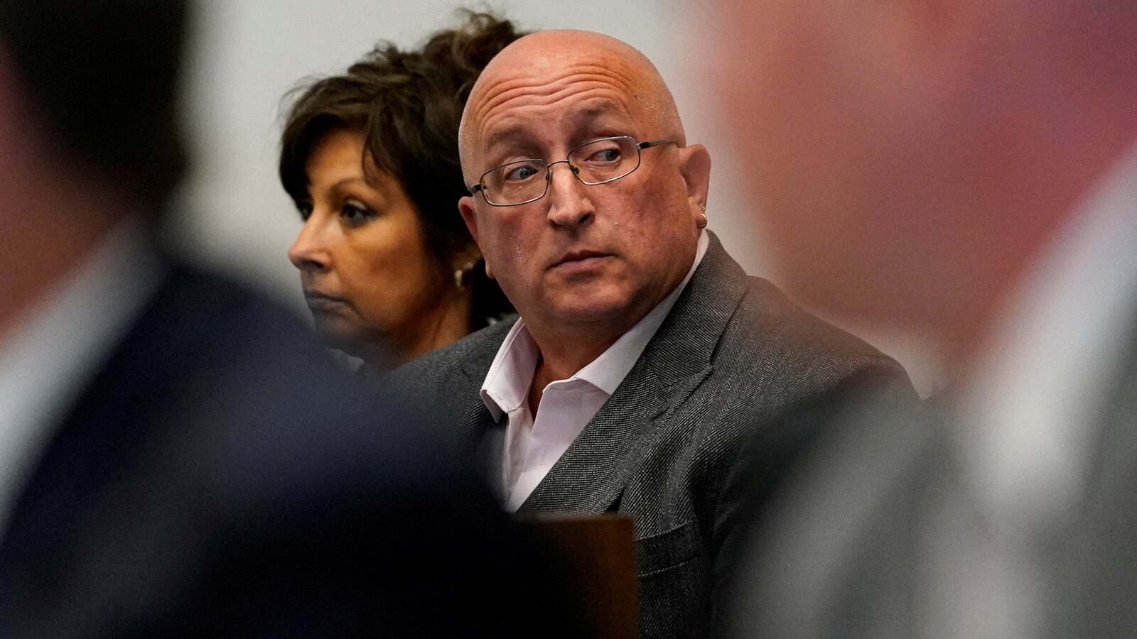 father Robert Crimo Jr. attend a hearing for their son in Lake County court, in Waukegan, Illinois