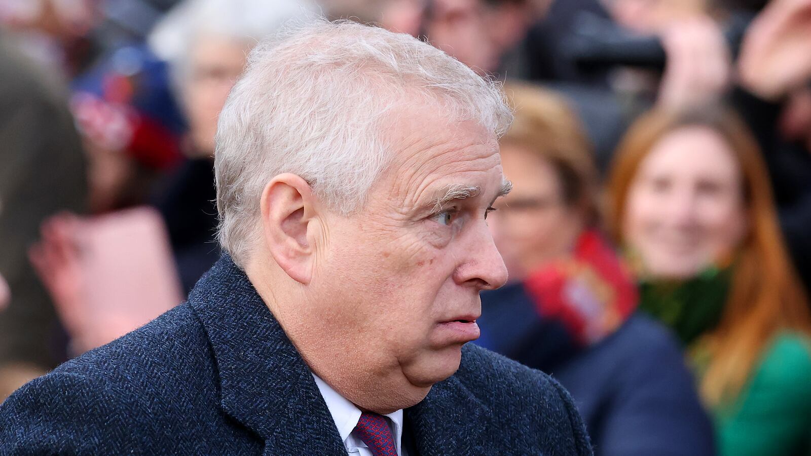 Prince Andrew, Duke of York, attends the Christmas Day service at St Mary Magdalene Church on December 25, 2022 in Sandringham, Norfolk.