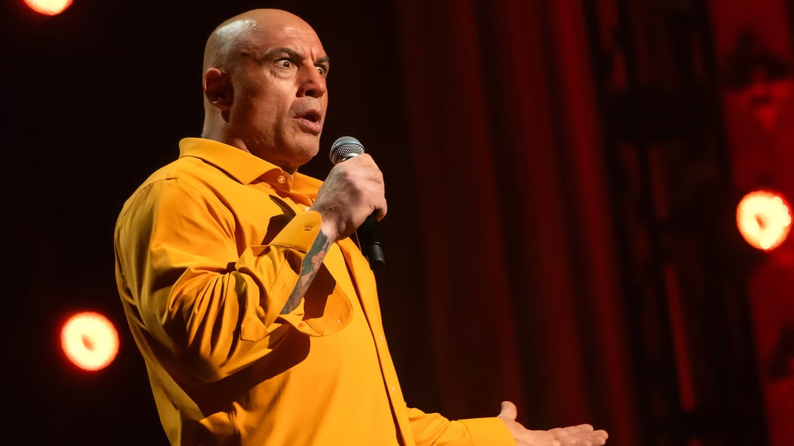 Joe Rogan is pictured during a 2024 Netflix comedy special.