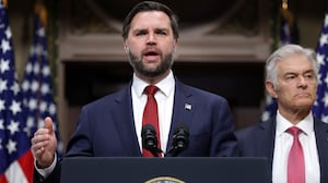Vice President JD Vance speaks as Administrator for the Centers for Medicare & Medicaid Services Mehmet Oz listens during an announcement on February 25, 2026 in Washington, DC.