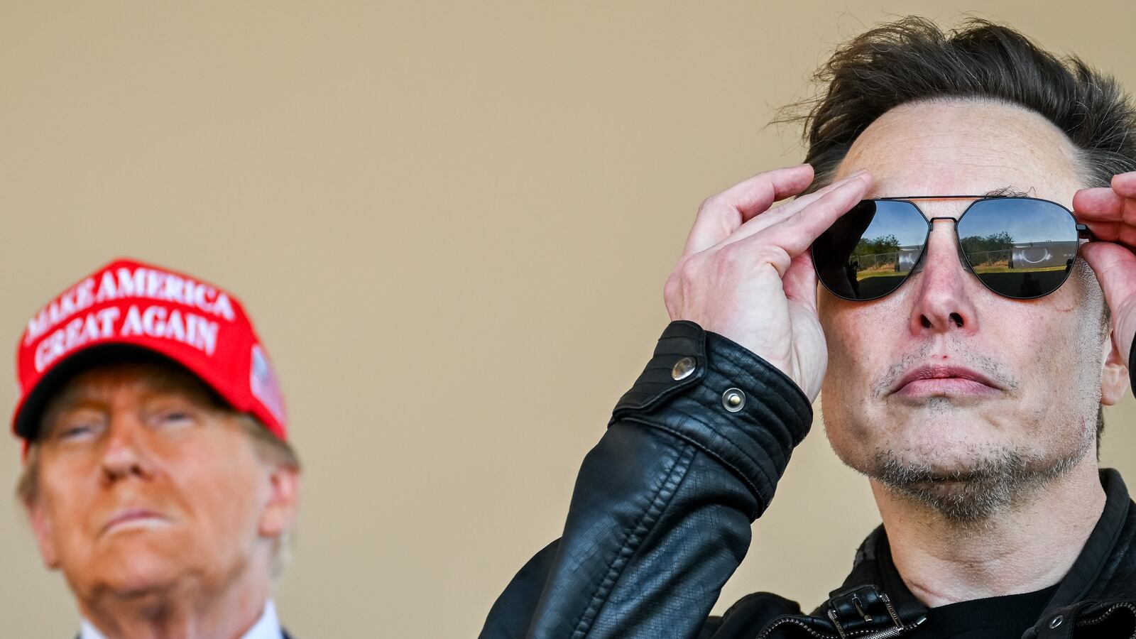 BROWNSVILLE, TEXAS - NOVEMBER 19: U.S. President-elect Donald Trump and Elon Musk watch the launch of the sixth test flight of the SpaceX Starship rocket on November 19, 2024 in Brownsville, Texas. SpaceX’s billionaire owner, Elon Musk, a Trump confidante, has been tapped to lead the new Department of Government Efficiency alongside former presidential candidate Vivek Ramaswamy. (Photo by Brandon Bell/Getty Images)