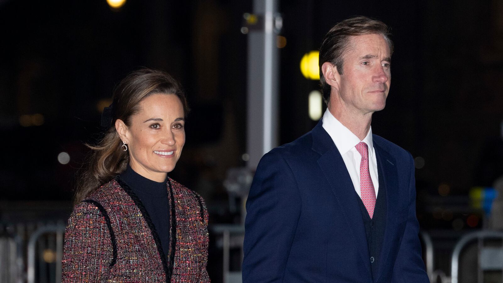 Pippa Matthews and James Matthews attend service at Westminster Abbey on December 8, 2023 in London, England.