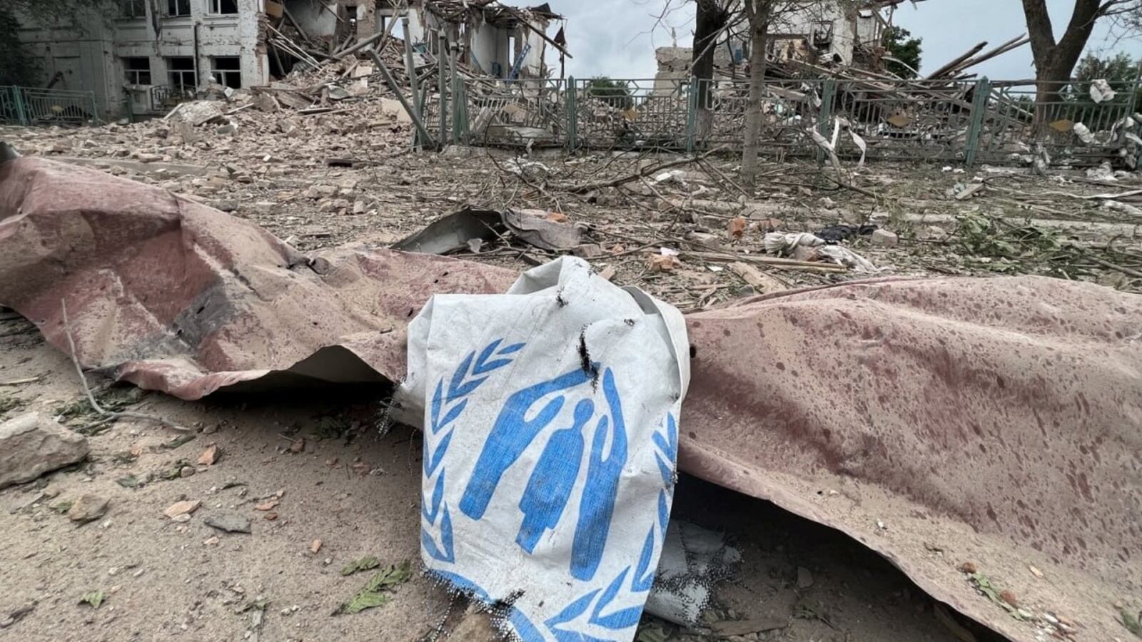 Russian airstrike in Orikhiv, Zaporizhzhia region, Ukraine, destroys a humanitarian aid distribution point.