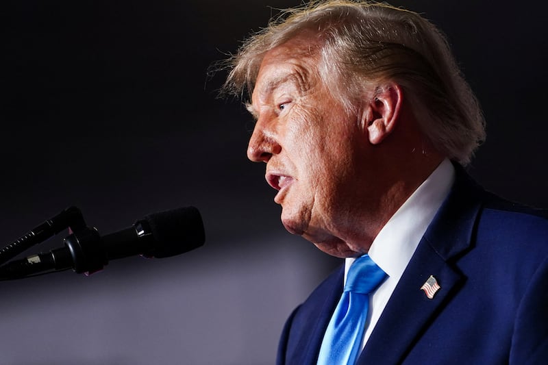 US President Donald Trump speaks during a rally at Pinnacle Bank Expo Center in Grand Island, Nebraska, US, October 5, 2026. REUTERS/Nathan Howard