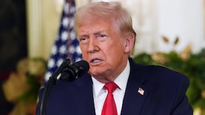 President Donald Trump addresses the nation from the Diplomatic Room of the White House on December 17, 2025 in Washington, DC.