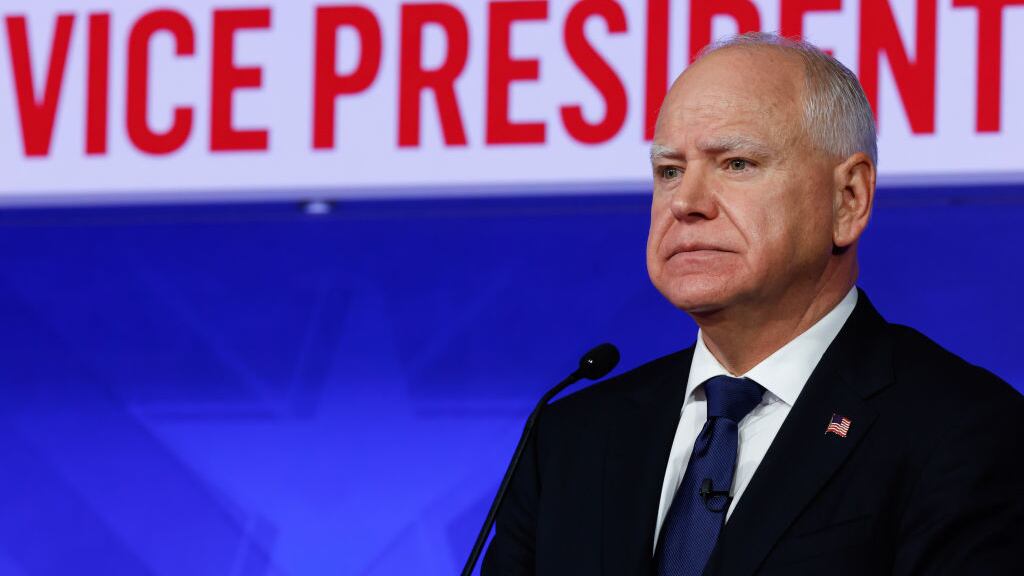 Minnesota Gov. Tim Walz, speaks during a debate at the CBS Broadcast Center in New York City.