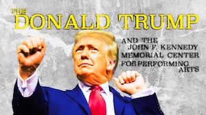 A photo illustration of Donald Trump for The Kennedy Center