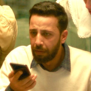 Donald Trump and Palestinian actor Motaz Malhees.