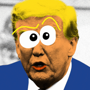 Donald Trump with cartoon eyes going back and forth