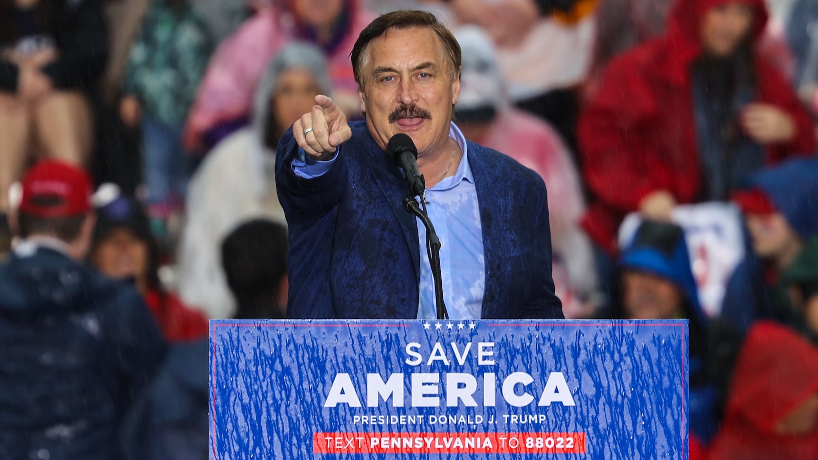 Mike Lindell Speaks at a Donald Trump rally in May 2022.