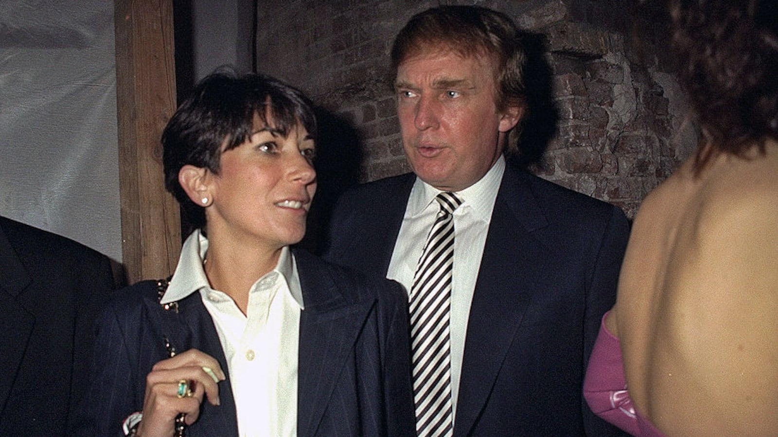 The 50th anniversary for both the Ford Modeling Agency and Pantene hair care products. They celebrate together at 142 Mercer Street in Manhattan. Pictured are Ghislaine Maxwell and Donald Trump