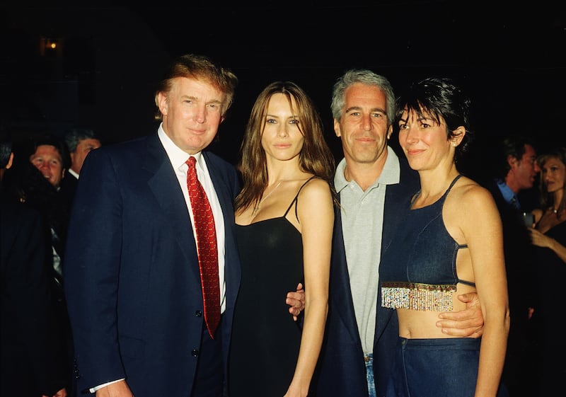 Donald Trump, Melania Trump, Jeffrey Epstein and Ghislaine Maxwell.