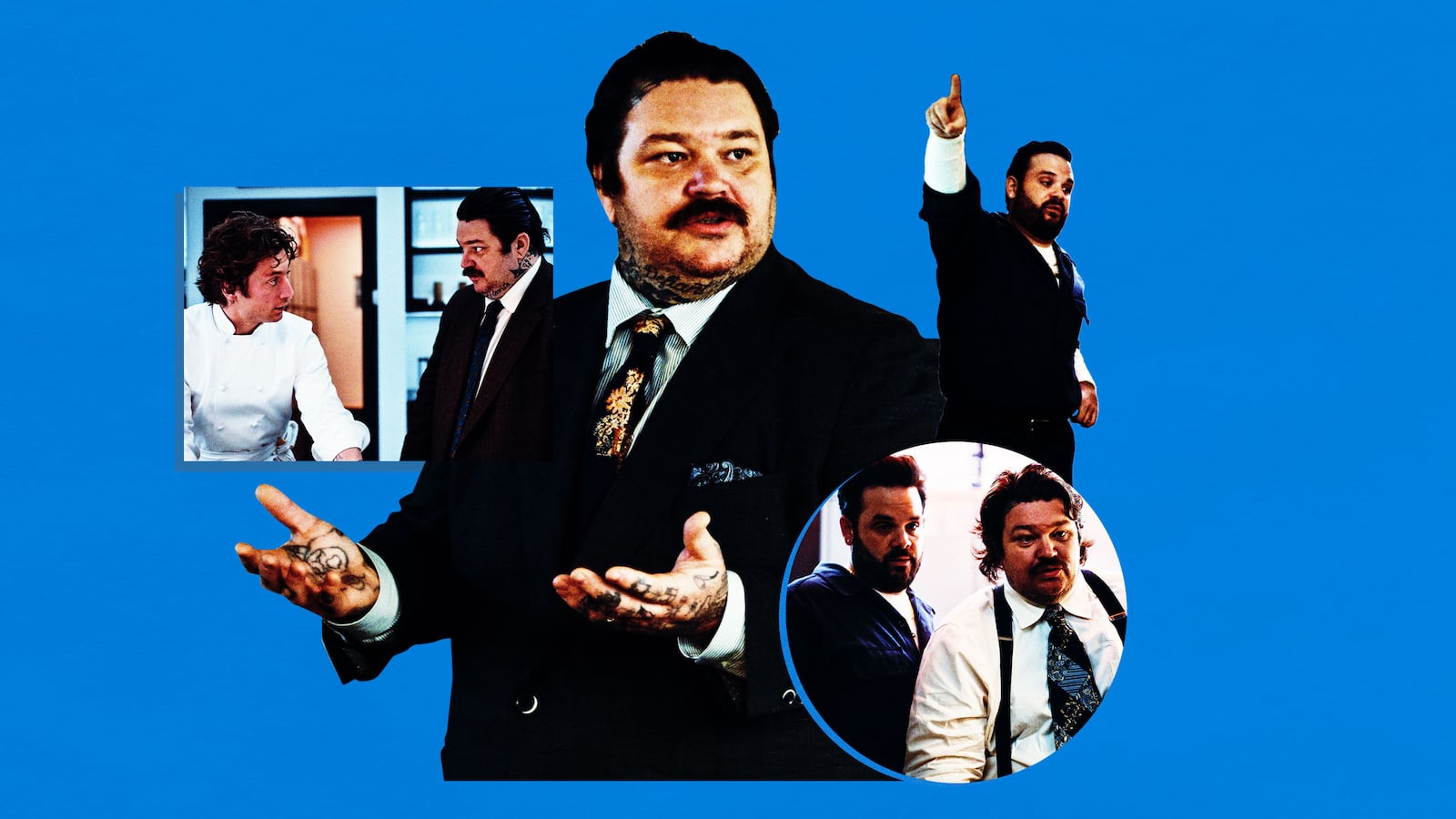 A photo illustration showing the Fak brothers (Matty Matheson and Ricky Staffieri) in The Bear.