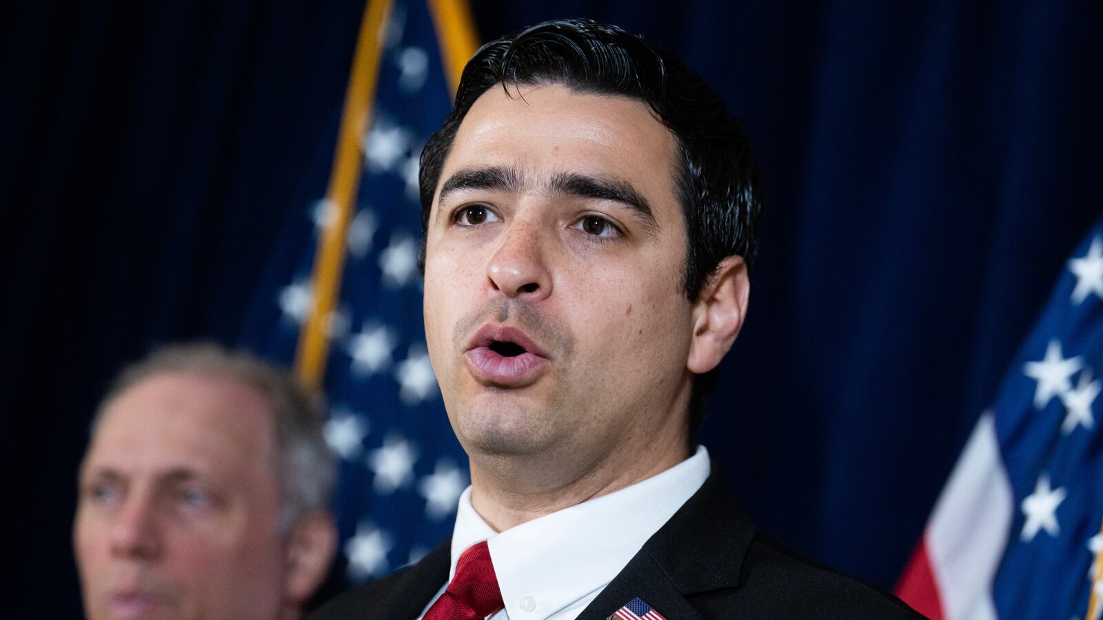 Rep. Gabe Evans during a news conference at the RNC after a meeting of the House Republican Conference.