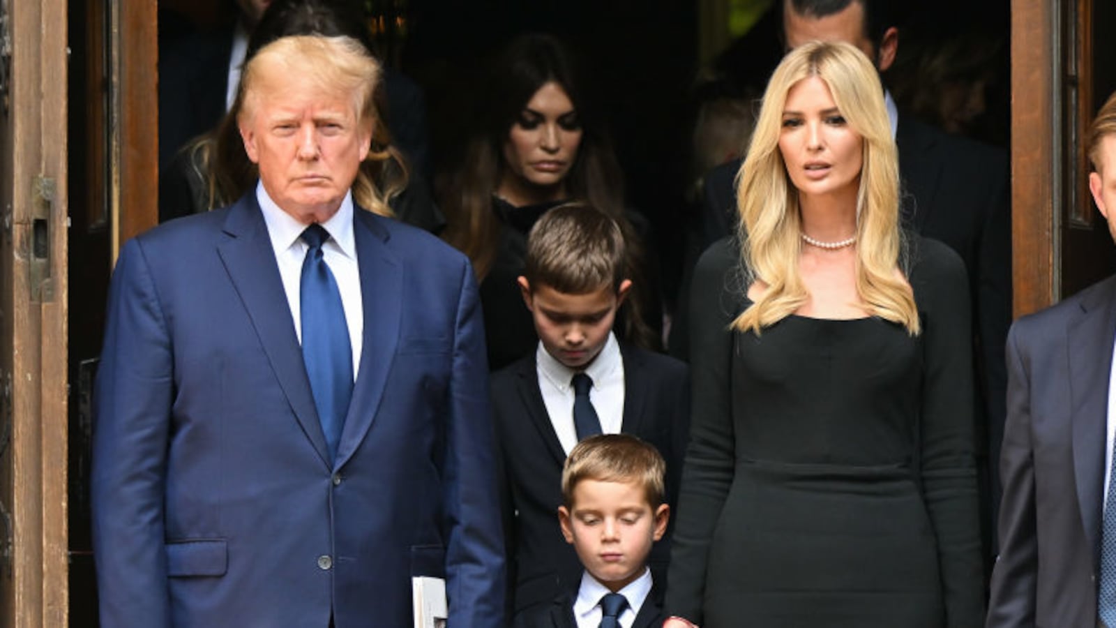 Former U.S. President Donald Trump and Ivanka Trump at the funeral of Ivana Trump.