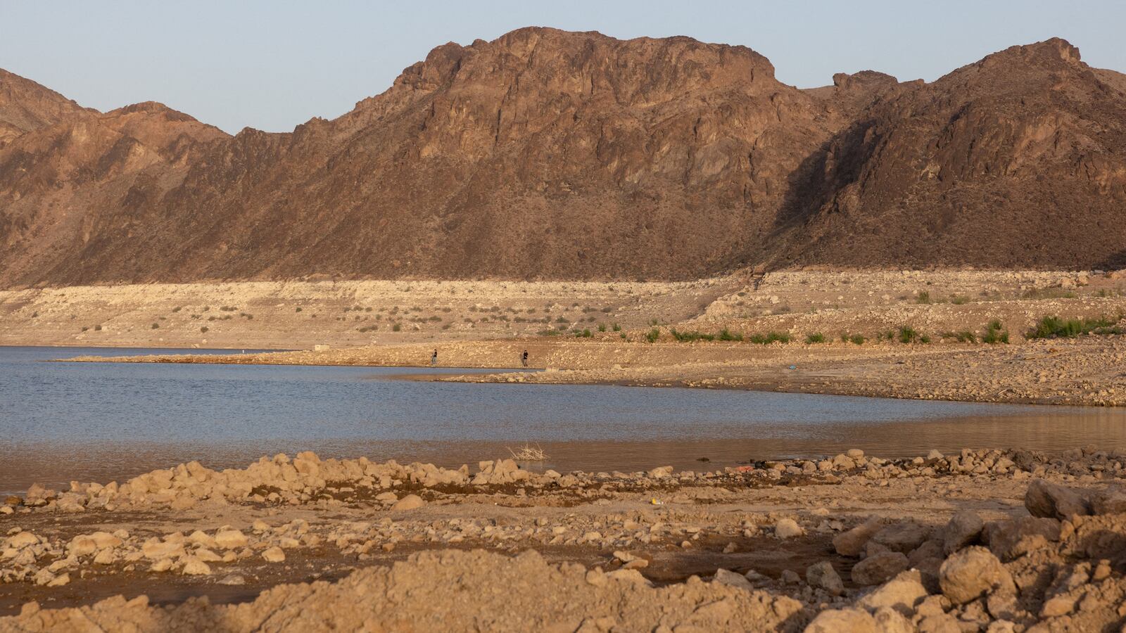 The sun sets on the shrinking Lake Mead.