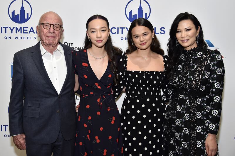 NEW YORK, NEW YORK - NOVEMBER 19: Rupert Murdoch, Grace Murdoch, Chloe Murdoch, and Wendi Murdoch attend Citymeals On Wheels' 33rd Annual Power Lunch For Women at The Plaza Hotel on November 19, 2019 in New York City. (Photo by Steven Ferdman/Getty Images)