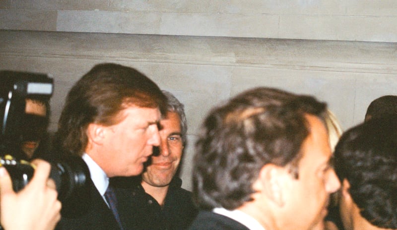 Donald Trump and Jeffrey Epstein in New York City, on April 9, 1997.