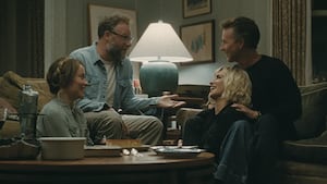 Olivia Wilde, Seth Rogen, Penélope Cruz and Edward Norton in 'The Invite.'