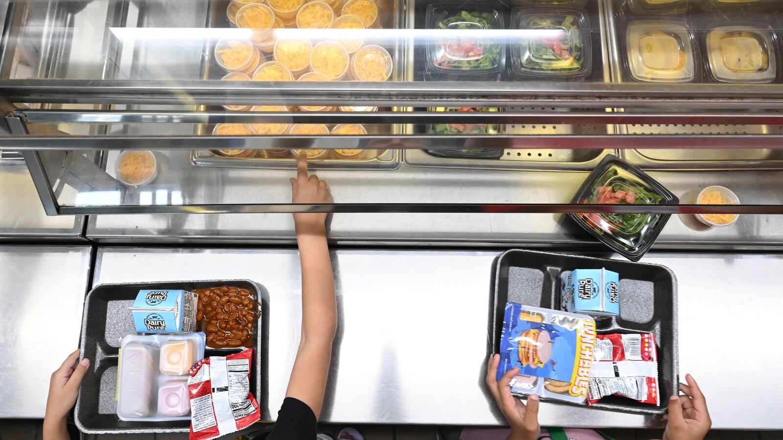 Students decide between Lunchables and a walking taco during lunch at Pembroke Elementary School on Sept. 7, 2023, in Pembroke, North Carolina.