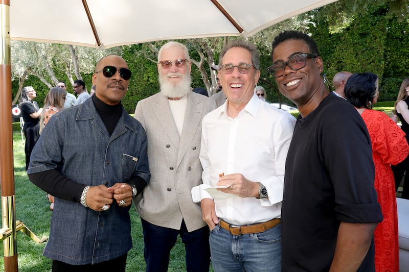 Eddie Murphy, David Letterman, Jerry Seinfeld, and Chris Rock attend a comedy brunch presented by Netflix Is A Joke