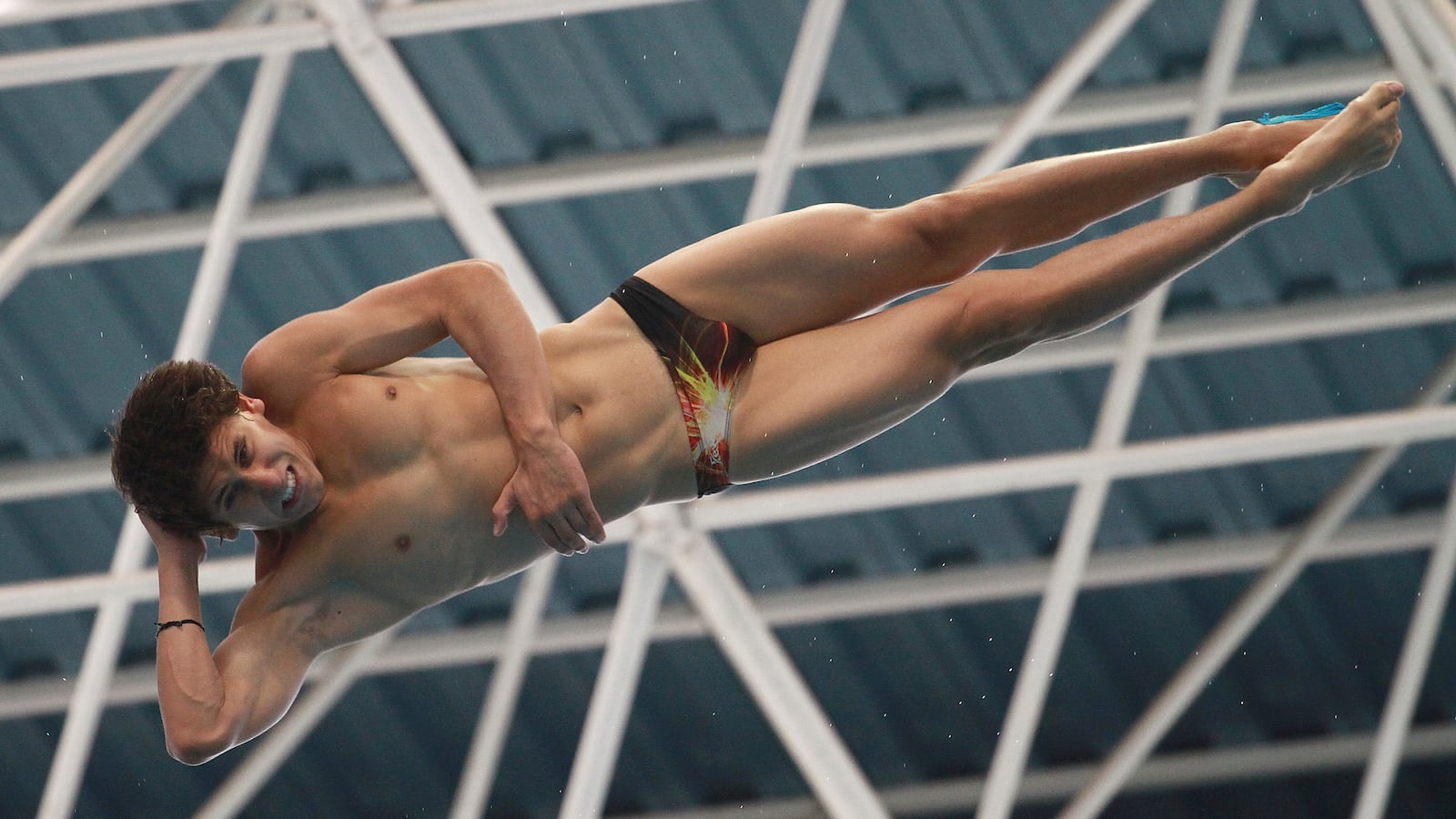 Mexican diver Diego Balleza in action during a National Diving Championships 'Joaquin Capilla' at the National Center of High Performance on May 29, 2011 in Mexico City, Mexico.