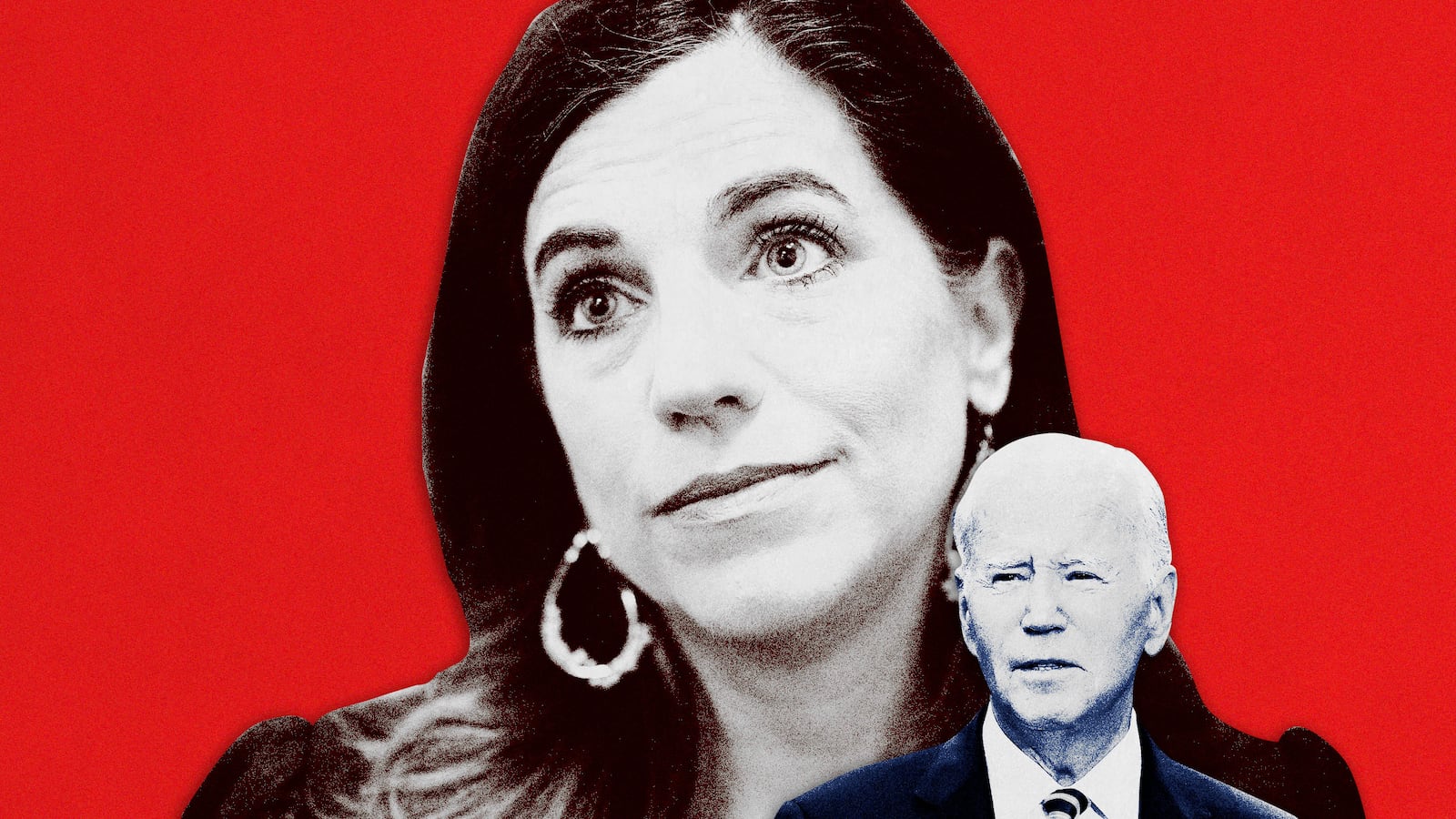 A photo illustration showing Nancy Mace and Joe Biden.