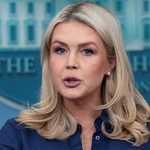 U.S. White House Press Secretary Karoline Leavitt speaks during a press briefing in the James S. Brady Press Briefing Room at the White House in Washington, D.C., U.S., April 8, 2026. REUTERS/Evelyn Hockstein