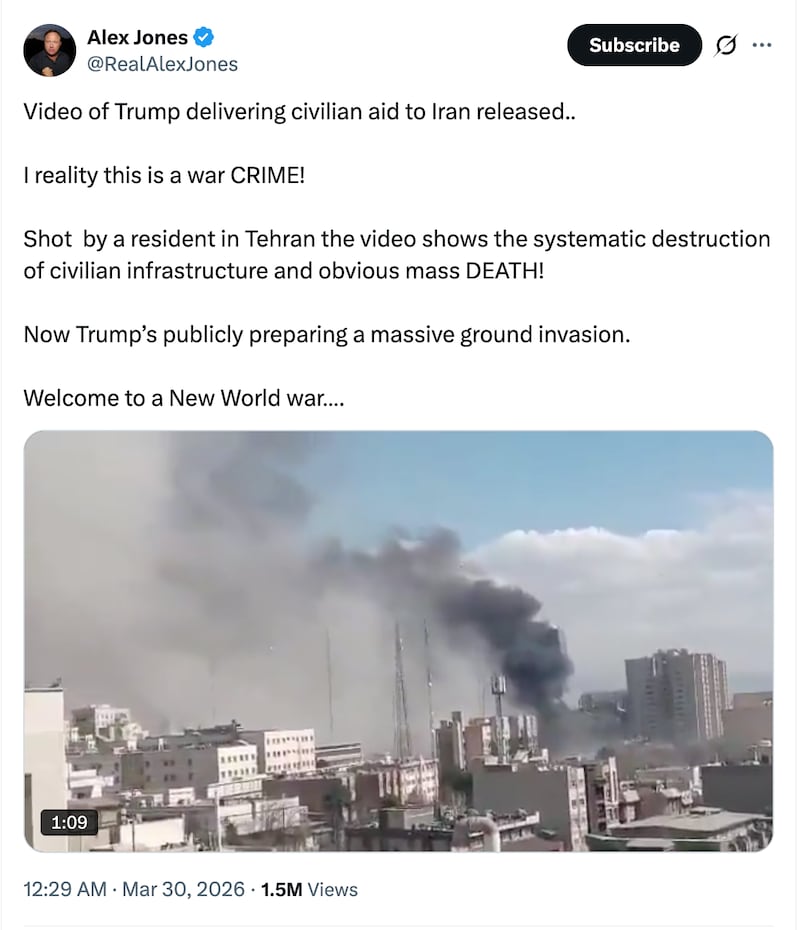 Alex Jones has also been critical of American actions in Iran.