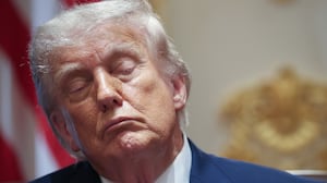 President Donald Trump listens to members of his Cabinet speak during a meeting in the Cabinet Room of the White House on May 27, 2026 in Washington, DC.