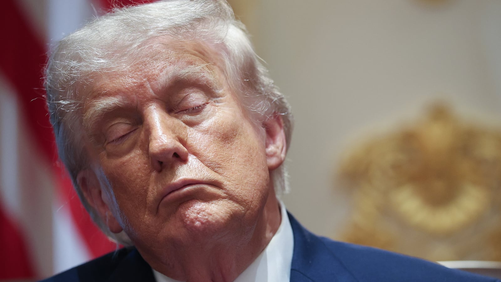 President Donald Trump listens to members of his Cabinet speak during a meeting in the Cabinet Room of the White House on May 27, 2026 in Washington, DC.