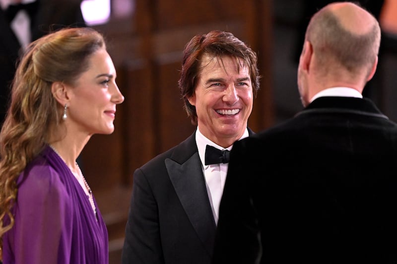 Catherine, Princess of Wales, Tom Cruise, and Prince William, Prince of Wales, attend the global premiere of "Digger" inside Leicester Square Gardens on September 22, 2026, in London, England.