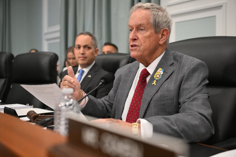 US Representative and Commission Co-Chair Joe Wilson, a Republican from South Carolina, speaks during a Commission on Security and Cooperation in Europe (CSCE) hearing on "1,000 Days of Russia's War on Ukraine" at the US Capitol in Washington, DC, on November 19, 2024. (Photo by ROBERTO SCHMIDT / AFP) (Photo by ROBERTO SCHMIDT/AFP via Getty Images)