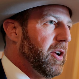 WASHINGTON, DC - MARCH 13:  U.S. Sen. Markwayne Mullin (R-OK) speaks to reporters outside of the Senate Chambers at the U.S. Capitol on March 13, 2025 in Washington, DC. On Wednesday Senate Democrats, not in line with the continuing resolution passed by House Republicans providing a six-month funding extension to avert a government shutdown, proposed an alternate plan that would fund the government in the short term through April 11. (Photo by Anna Moneymaker/Getty Images)