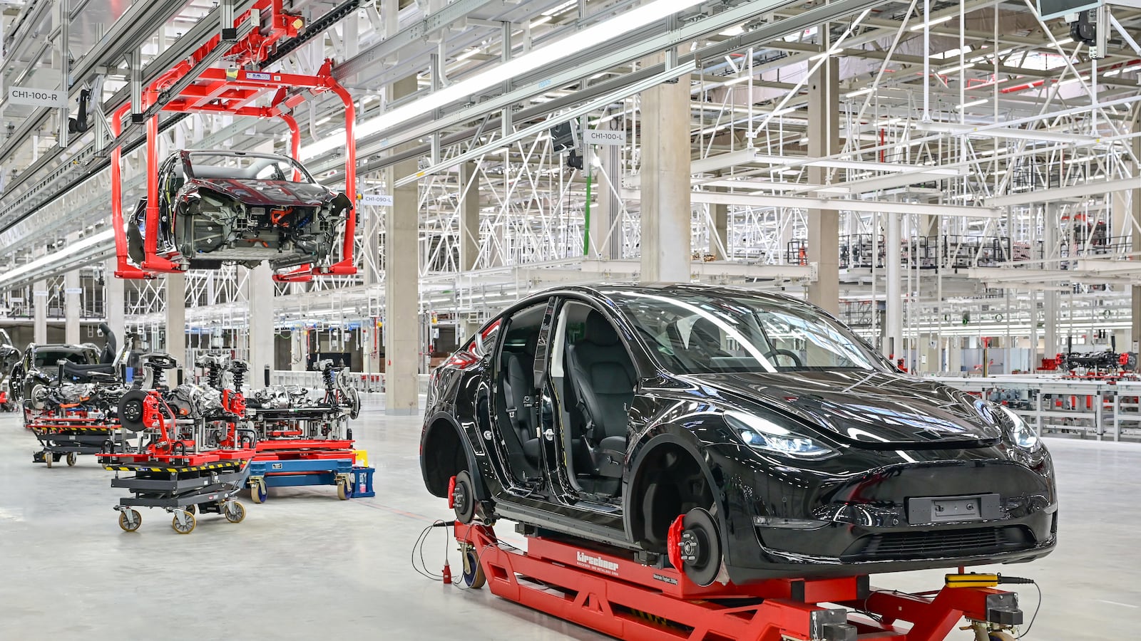 Tesla model Y at Tesla Giga factory.